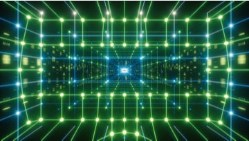 3d rendering of cyberspace and a virtual metaverse in lights