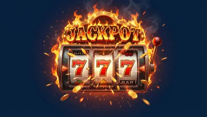 fiery jackpot and slots reels with 777 