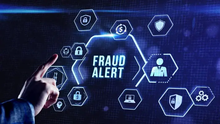 Digital "fraud alert" on screen