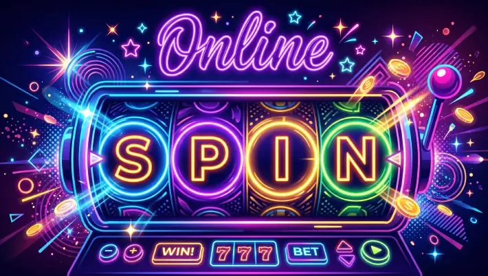 "spin online" spelled out on reels