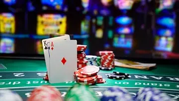 Blackjack hand and a stack of chips 