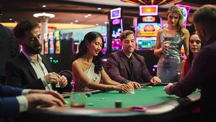 casino gamers playing a table game 