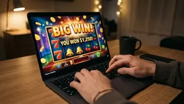 Game displayed on a laptop screen with hands clicking the keyboard