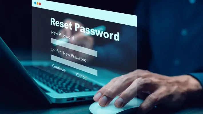 “reset password” notification on screen 