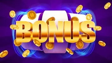 "Bonus" sign superimposed on slot reels