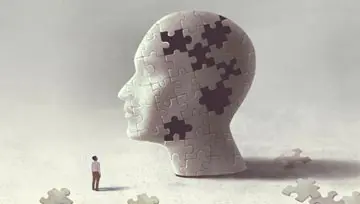 brain made up of puzzle pieces  