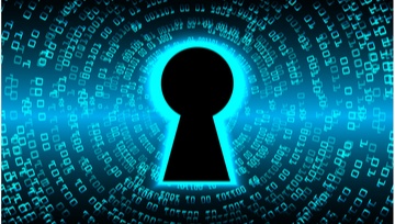 a black keyhole on a digital background