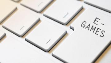 keyboard with egames written on a key 