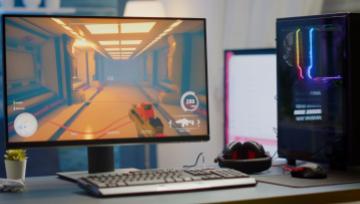 monitor and game console 