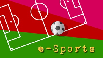 e-sports written on a drawing of a soccer field with a ball